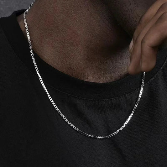 Simplistic 2mm Stainless Steel Basic Chain Necklace Box Chain For Men